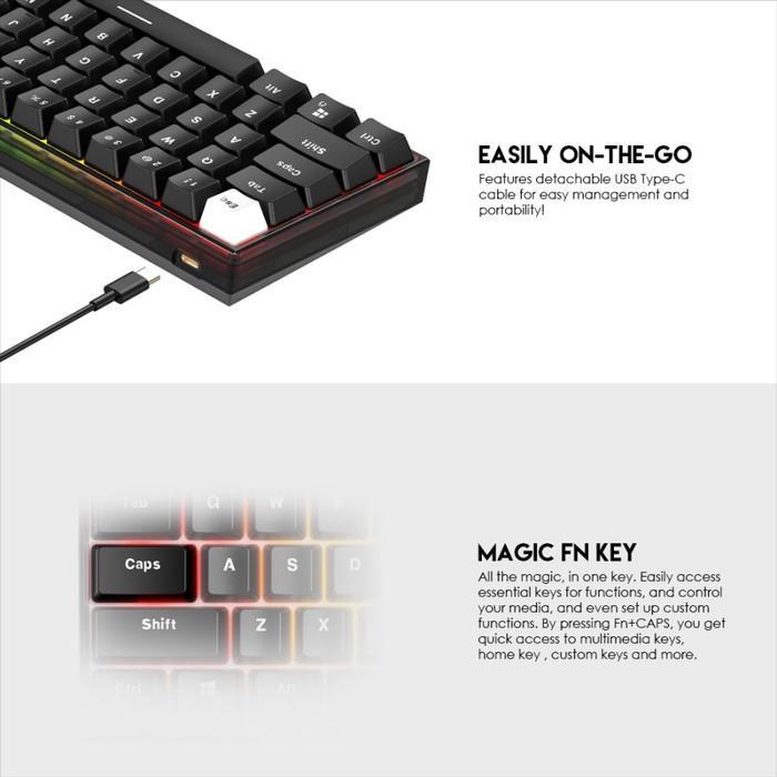 Fantech Maxfit61 Frost MK857 60% Hotswap Mechanical Keyboard