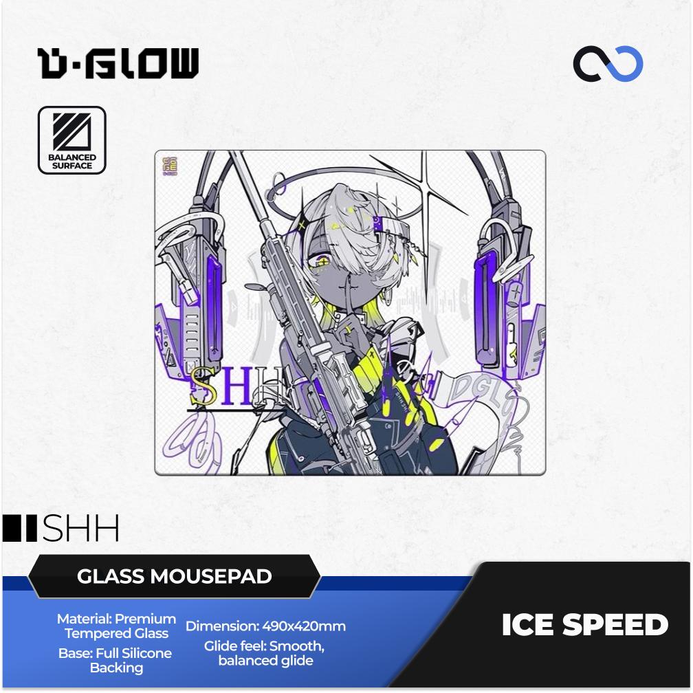 D-GLOW ICE SPEED Silicone Based Tempered Glass Gaming Mousepad Kaca (Speed-Hybrid)