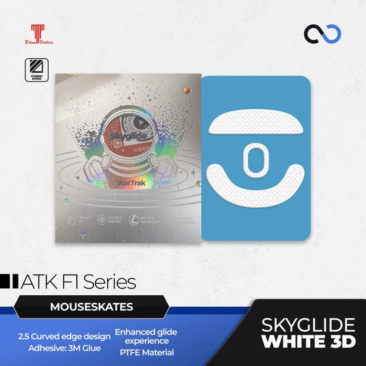 Skyglide StatTrak White 3D VGN F1 Series Gaming Mouse Feet / Mouse Skate PTFE (Hybrid)