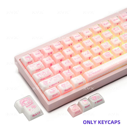 XVX Melody Jelly Sanrio Theme Keycaps OEM Profile Side-Print Double Shot+UV Print Shine Through PC+ABS Keycap 127-Keys