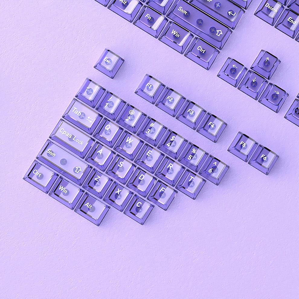 Infinitas Lilac Gradient Cherry Keycaps Profile Dye Sub / UV Printing PBT+PC Keycap 154-Key