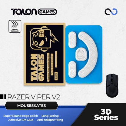 TALONGAMES 3D Razer Viper V2 Pro Mouse Feet / Mouse Skate PTFE for Cloth Mouse pad (Speed)