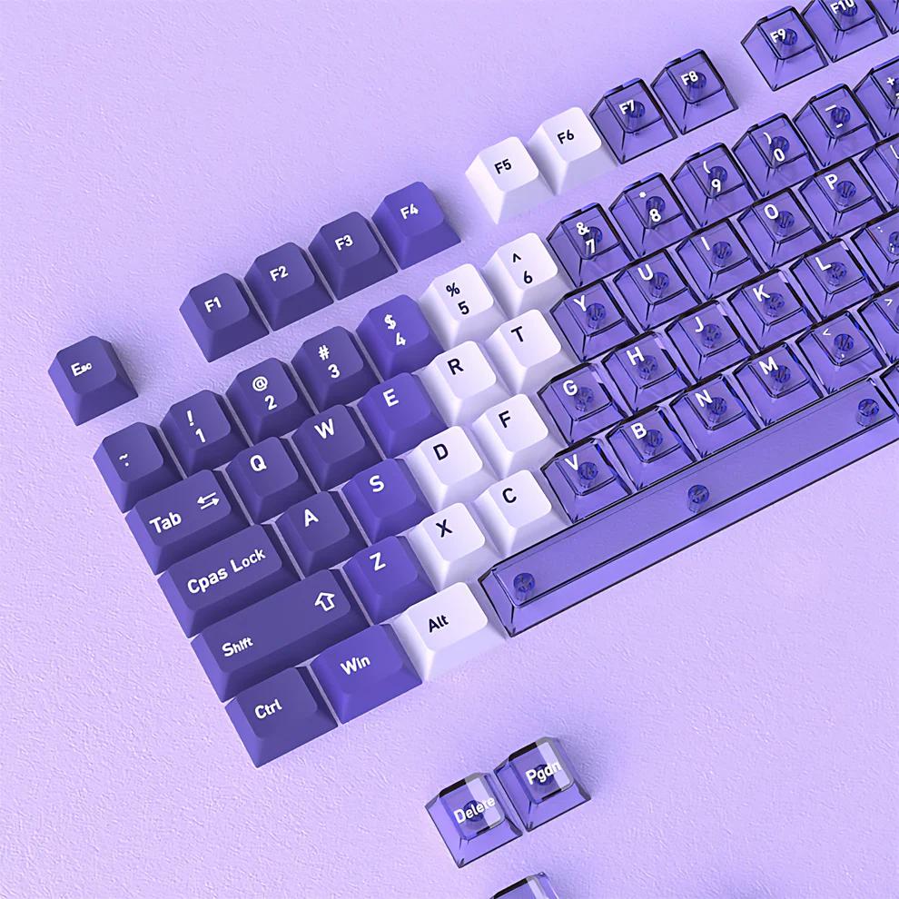 Infinitas Lilac Gradient Cherry Keycaps Profile Dye Sub / UV Printing PBT+PC Keycap 154-Key