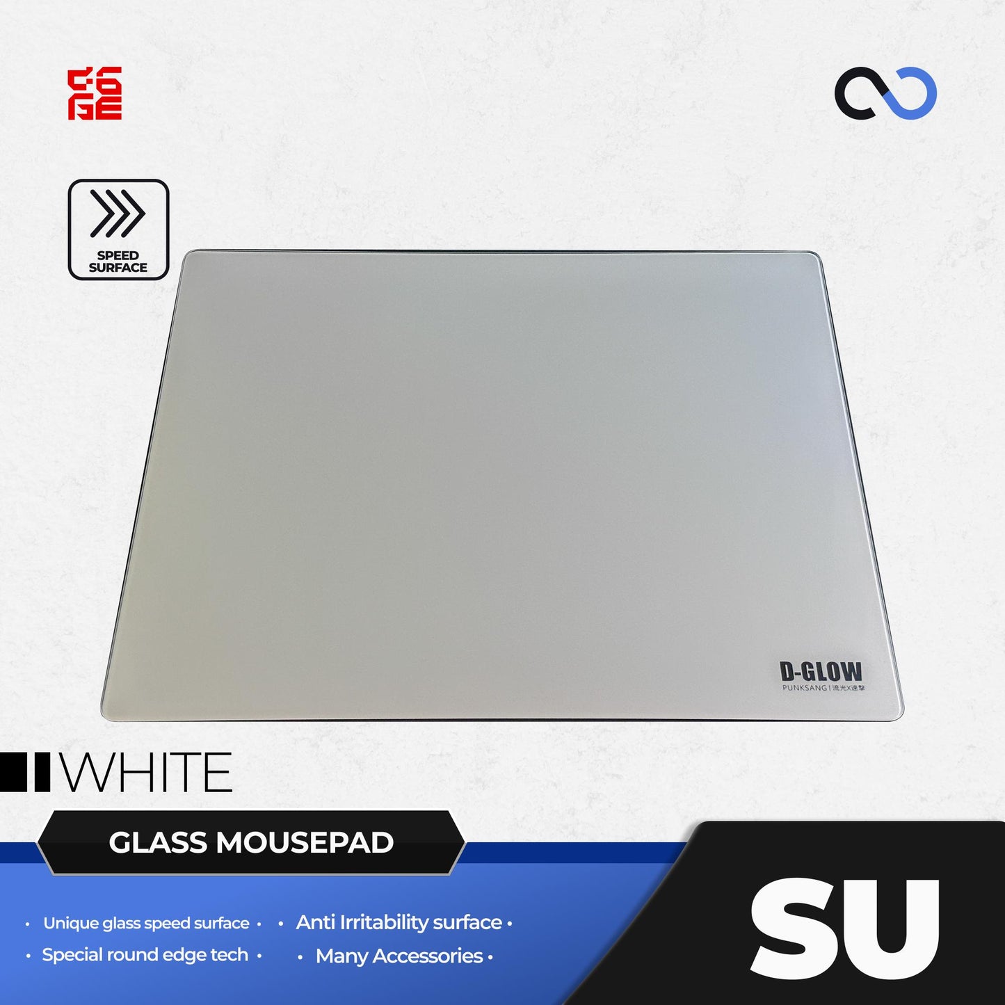 D-Glow SU Silicone Base Glass Gaming Mousepad Kaca (Speed)