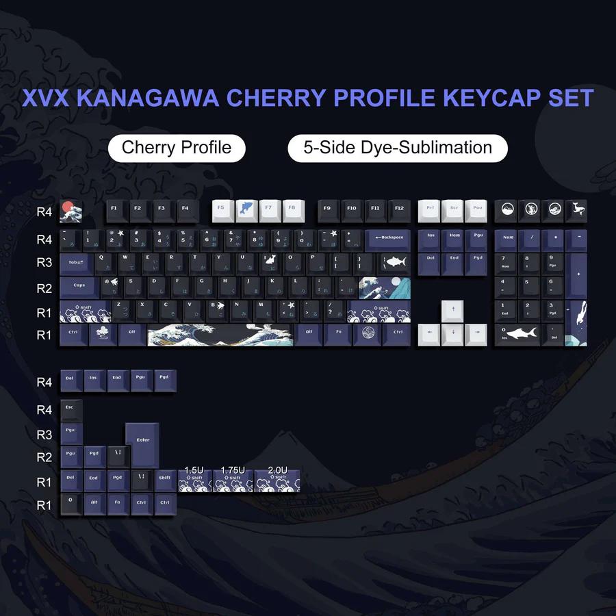 XVX Kanagawa Keycaps OEM Profile Dye sub PBT Keycap 132-Keys