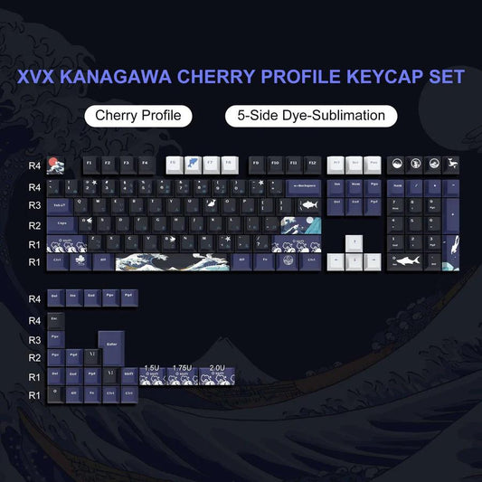 XVX Kanagawa Keycaps OEM Profile Dye sub PBT Keycap 132-Keys