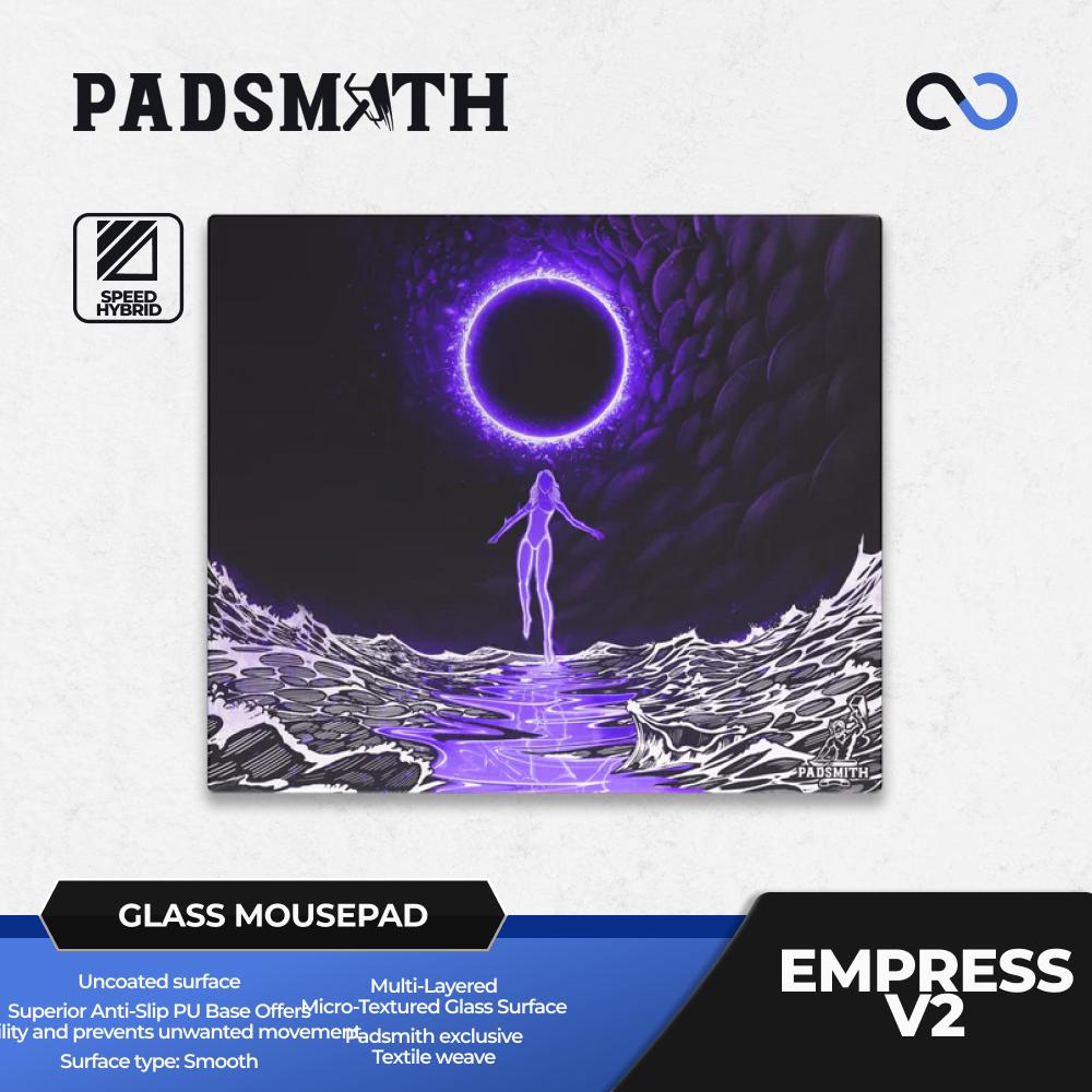 Padsmith Empress V2 Balanced Silicone Base Glass Gaming Mousepad Kaca (Speed-Hybrid)