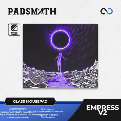 Padsmith Empress V2 Balanced Silicone Base Glass Gaming Mousepad Kaca (Speed-Hybrid)