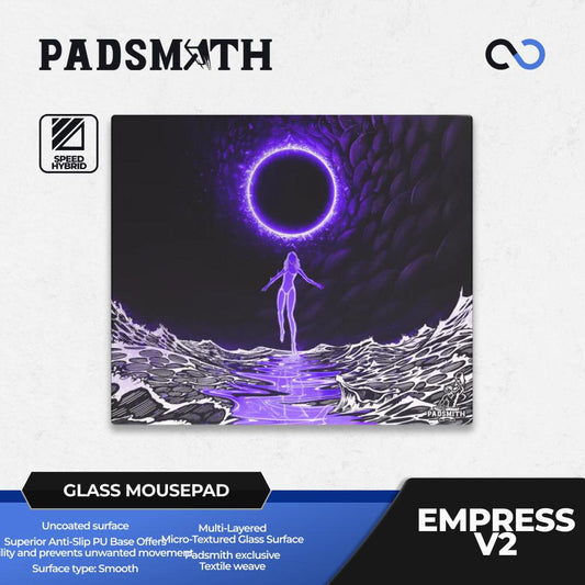 Padsmith Empress V2 Balanced Silicone Base Glass Gaming Mousepad Kaca (Speed-Hybrid)