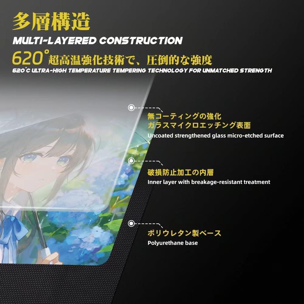 Talongames Ultrapad Xiaoshi Poron Base AGC Japanese CNC Tempered Glass Gaming Mousepad Kaca (Hybrid-Control)