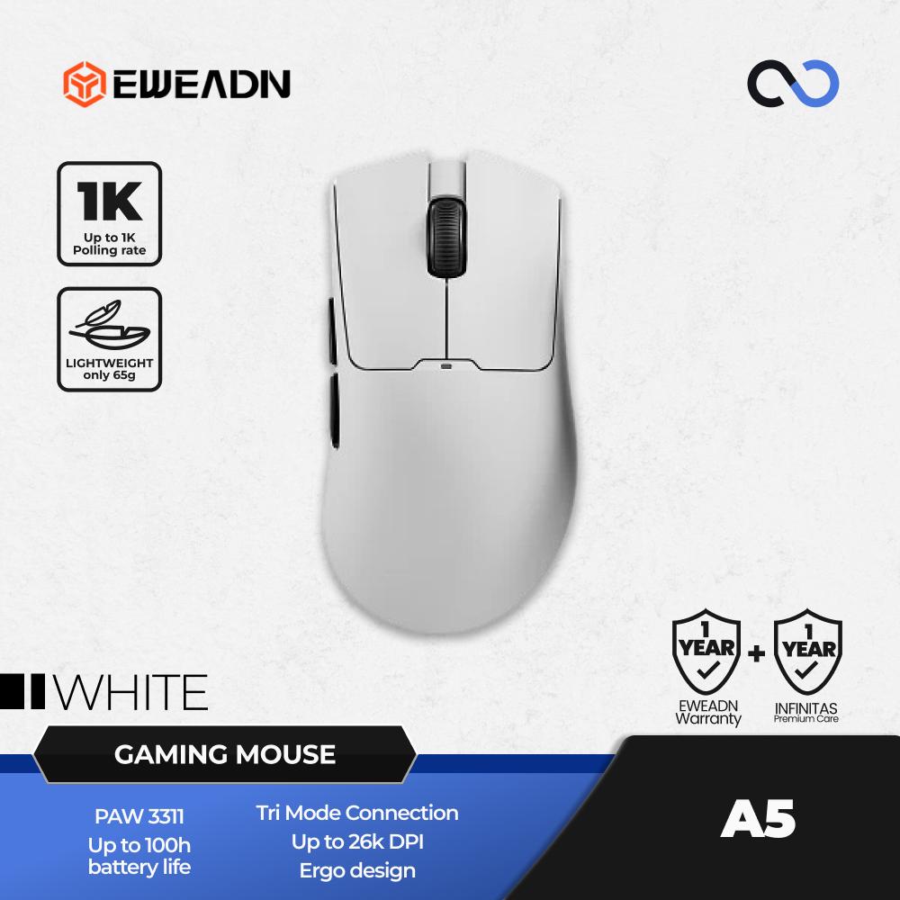 EWEADN A5 Wireless Light Weight PAW3311 Ergonomic Gaming Mouse Deathadder V3 Shape