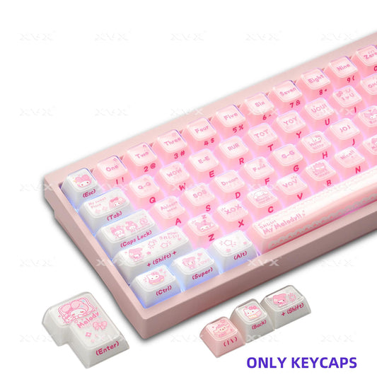XVX Melody Jelly Sanrio Theme Keycaps OEM Profile Side-Print Double Shot+UV Print Shine Through PC+ABS Keycap 127-Keys