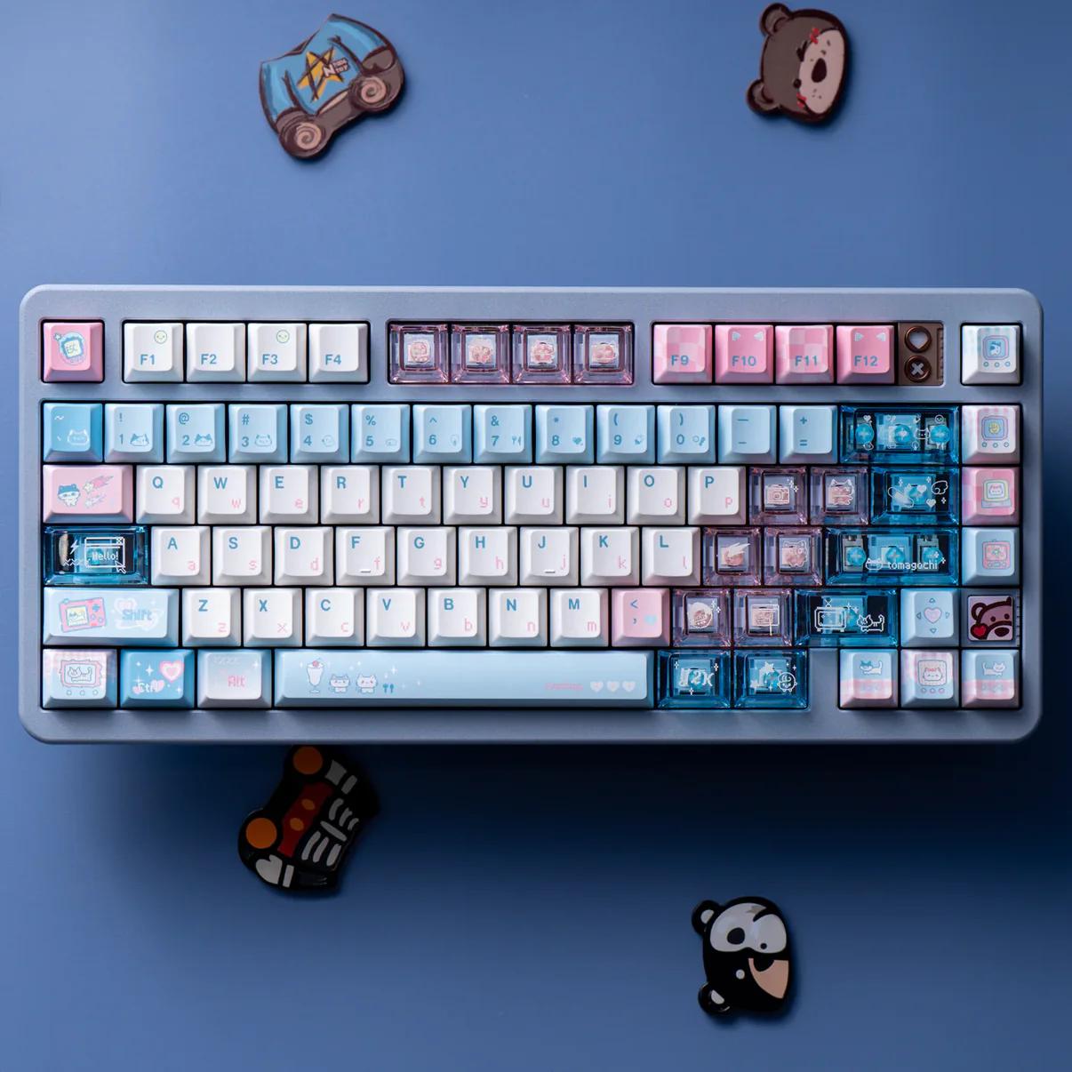 Soulcat Meow Meow Cat Theme Keycaps Cherry Profile Dye-sub+UV-Print PBT+PC Keycap 167-Keys