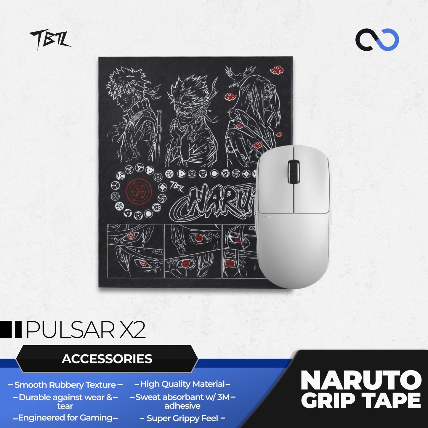 TBTL Naruto Pulsar X2 Series Ultra Thin Mouse Grip tape / Anti-Slip Tape 0.45mm