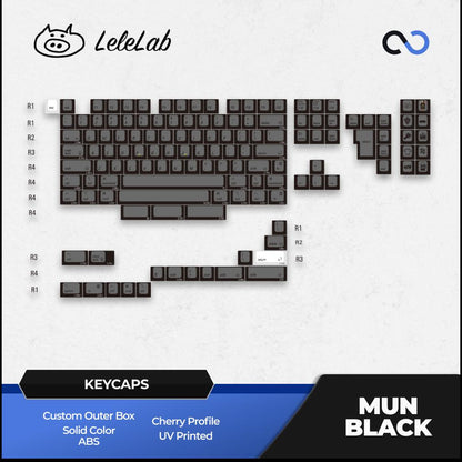 LeleLab Munich Black / München Schwarz Keycaps Cherry Profile UV Printed ABS Keycap 133-Keys