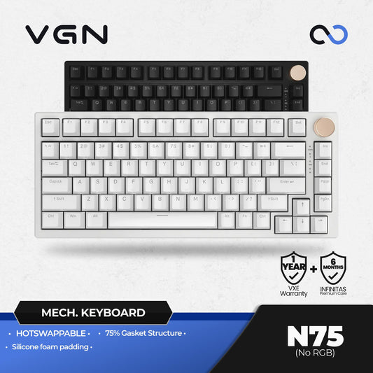 VGN N75 / N-75 NON-RGB Hotswap Gasket Mount 75% Mechanical Keyboard