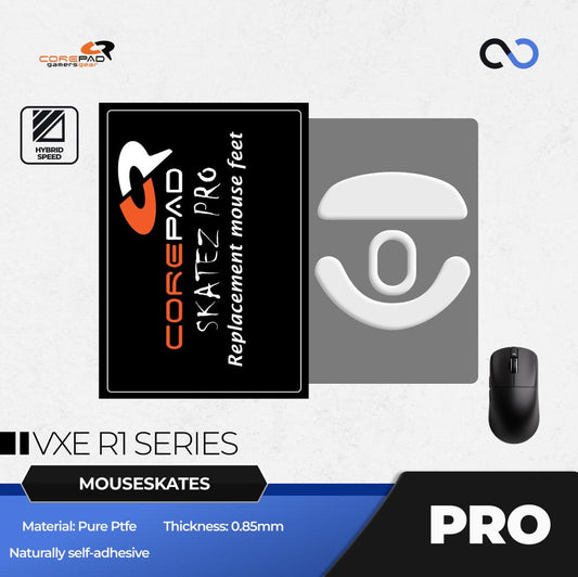 Corepad PRO VXE R1 Series / R1 SE / R1 Pro / R1 Pro Max PTFE Mouse Feet / Mouse Skate for Cloth Mouse pad (Speed-Hybrid)