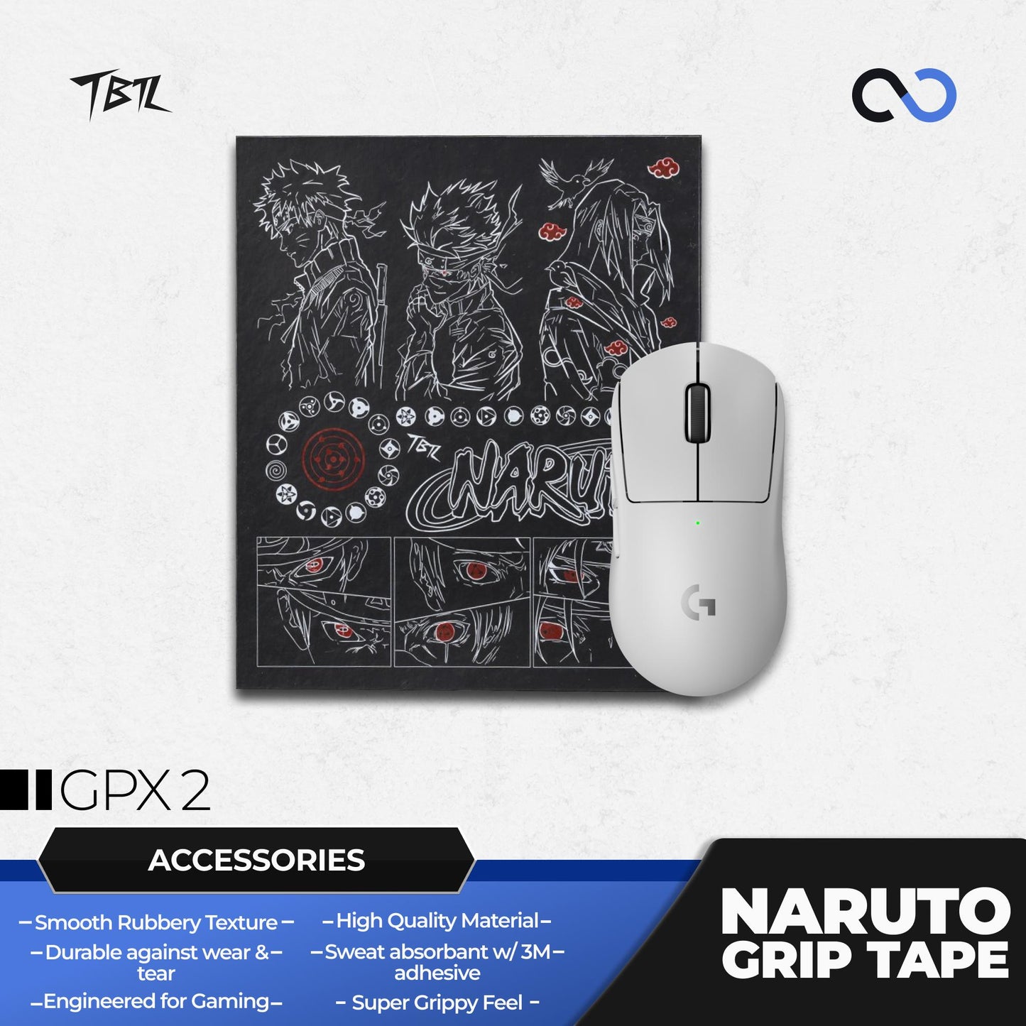 TBTL Naruto G PRO X Superlight 2 Dex / GPX 2 Dex Series Ultra Thin Mouse Grip tape / Anti-Slip Tape 0.45mm