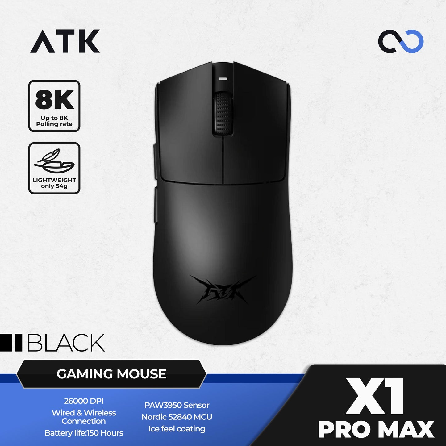ATK X1 PRO MAX Blazing Sky 8K Wireless Light Weight Gaming Mouse