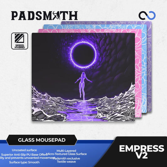 Padsmith Empress V2 Balanced Silicone Base Glass Gaming Mousepad Kaca (Speed-Hybrid)