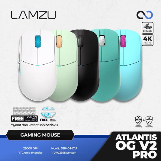 Lamzu Atlantis OG V2 Pro Wireless Ultra Light Ambidex Gaming Mouse Ori