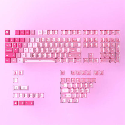 Infinitas Peach Powder Gradient Keycaps Cherry Profile Dye Sub / UV Printing PBT+PC Keycap 154-Key