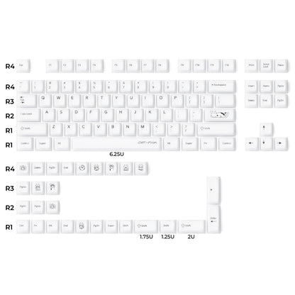 XVX White Cat Silicone Keycaps Cherry Profile Shine Through Dye-sub + Double Shot Silicone + ABS Keycap 113-Keys