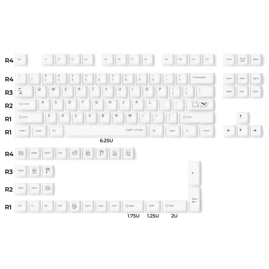 XVX White Cat Silicone Keycaps Cherry Profile Shine Through Dye-sub + Double Shot Silicone + ABS Keycap 113-Keys