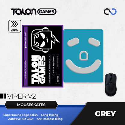 TALONGAMES Grey Razer Viper V2 Pro Mouse Feet / Mouse Skate PTFE for Cloth Mouse pad (Speed)
