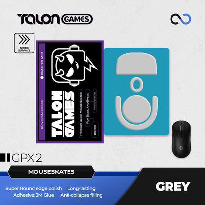 TALONGAMES Grey G Pro X Superlight 2 / GPX 2 Mouse Feet / Mouse Skate PTFE for Cloth Mouse pad (Speed)