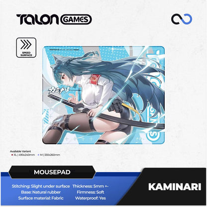 TALONGAMES Kaminari Soft Rubber Base Anime Gaming Mousepad (Speed) Artisan Raiden Feel