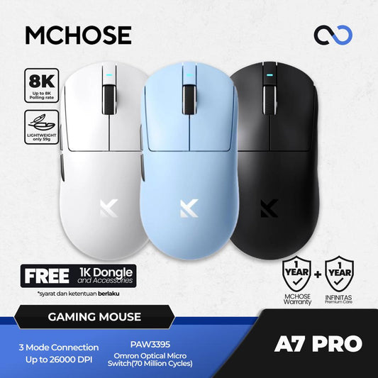 MCHOSE A7 Pro 8K Wireless Ultra Light Weight Gaming Mouse GPX Shape
