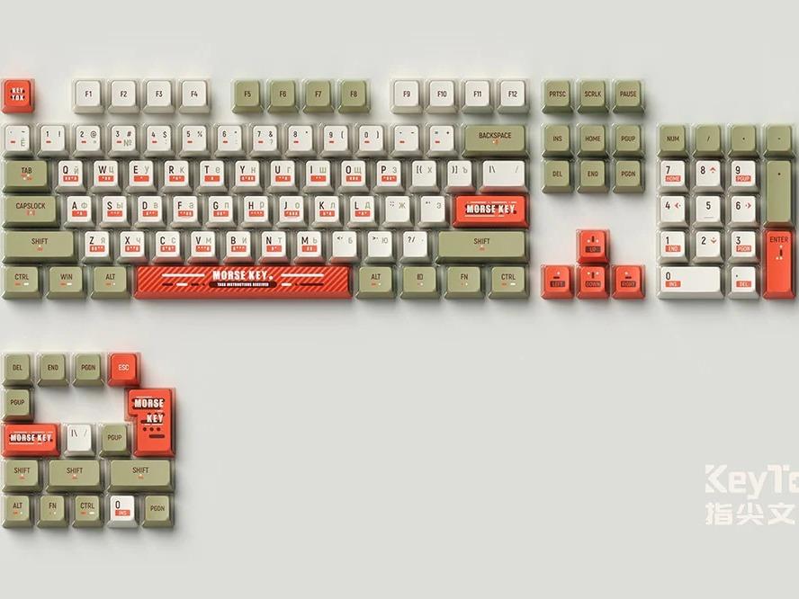 Keytok Morse Keycaps KOL Profile Dye sub Printed PBT+PC Keycap 121-Keys