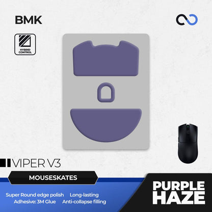 BMK Purple Haze Pro Razer Viper V3 Pro Mouse Feet / Mouse Skate PTFE Obsidian Air Clone (Hybrid-Control)