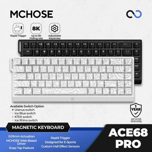 MCHOSE ACE68 SUPER E-Sports 8K Hall Effect 65% Keyboard Rapid Trigger SOCD DKS Wooting