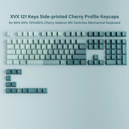 XVX Cyan Side Gradient Keycaps OEM Profile Double Shot Shine Through PBT Keycap 121-Keys