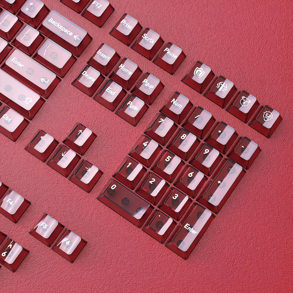 Infinitas Scarlet Flame Gradient Keycaps Cherry Profile Dye Sub / UV Printing PBT+PC Keycap 154-Key