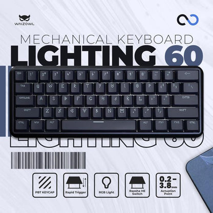 Waizowl Lighting 60 Hall Effect 60% Keyboard Rapid Trigger Wooting