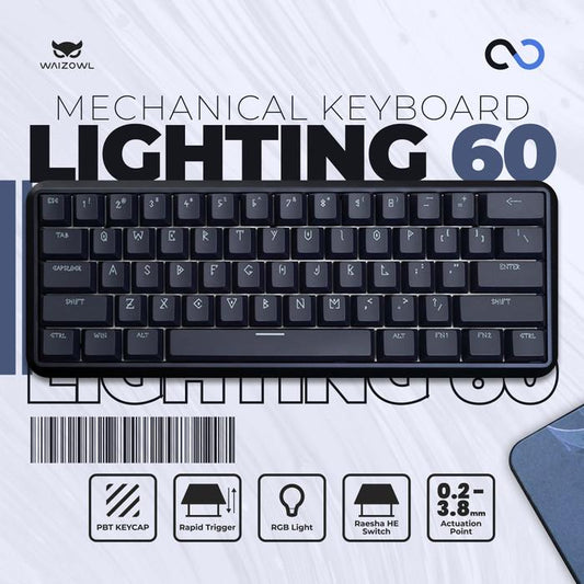 Waizowl Lighting 60 Hall Effect 60% Keyboard Rapid Trigger Wooting