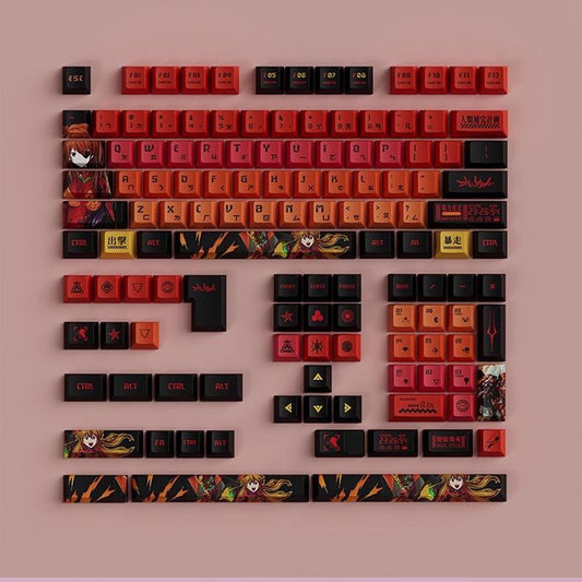 Infinitas Keycaps PBT EVA02 / EVA-02 / Asuka Evangelion Anime OEM Profile Dye Sub Keycap 127-Keys