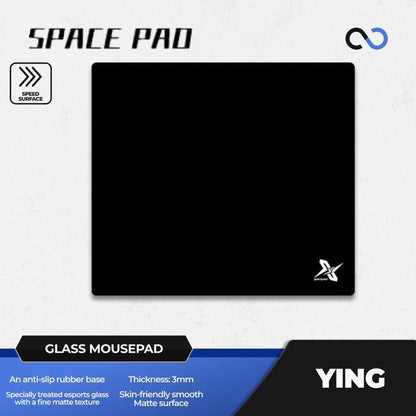 Spacepad Ying V2 Poron Base NON-COATED Tempered Glass Gaming Mousepad Kaca (Speed)