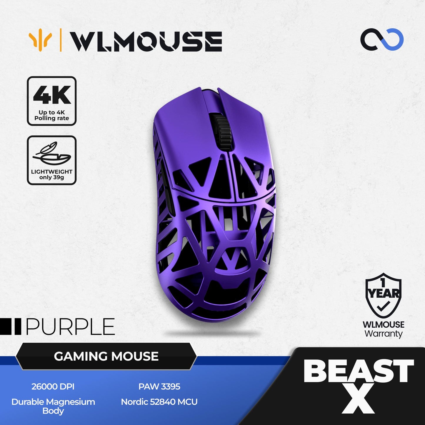 WLMouse Beast X / BeastX Super Light Magnesium Wireless Gaming Mouse