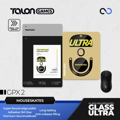 TALONGAMES Glass ULTRA G Pro X Superlight 2 / GPX 2 Glass Mouse Feet / Glass Skate for Cloth Mouse pad (Speed-Control)