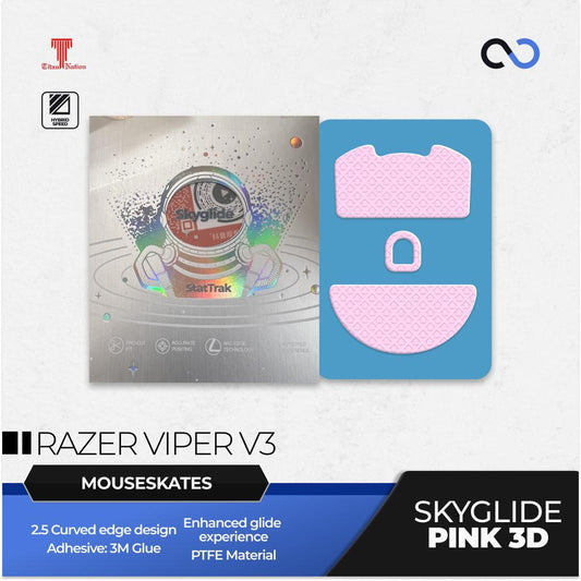Skyglide StatTrak Pink 3D Viper V3 Pro Gaming Mouse Feet / Mouse Skate PTFE (Hybrid-Control)