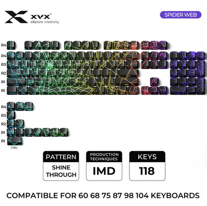 XVX Spider web Keycaps OEM Side Profile IMD-tech PBT 118-Keys