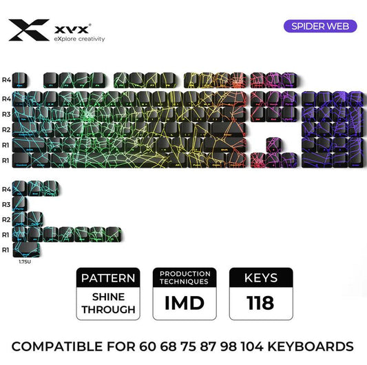 XVX Spider web Keycaps OEM Side Profile IMD-tech PBT 118-Keys