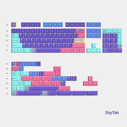 Keytok Back In Game Keycaps Cherry Profile Dye sub Printed PBT Keycap 152-Keys