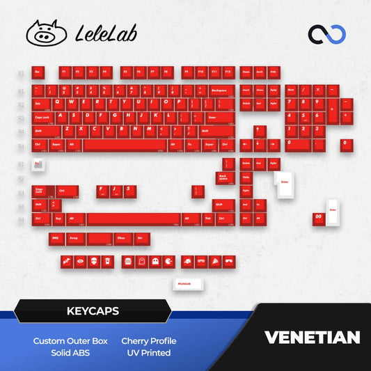 LeleLab Venerian Red Keycaps Cherry Profile UV Printed ABS Keycap 127-Keys