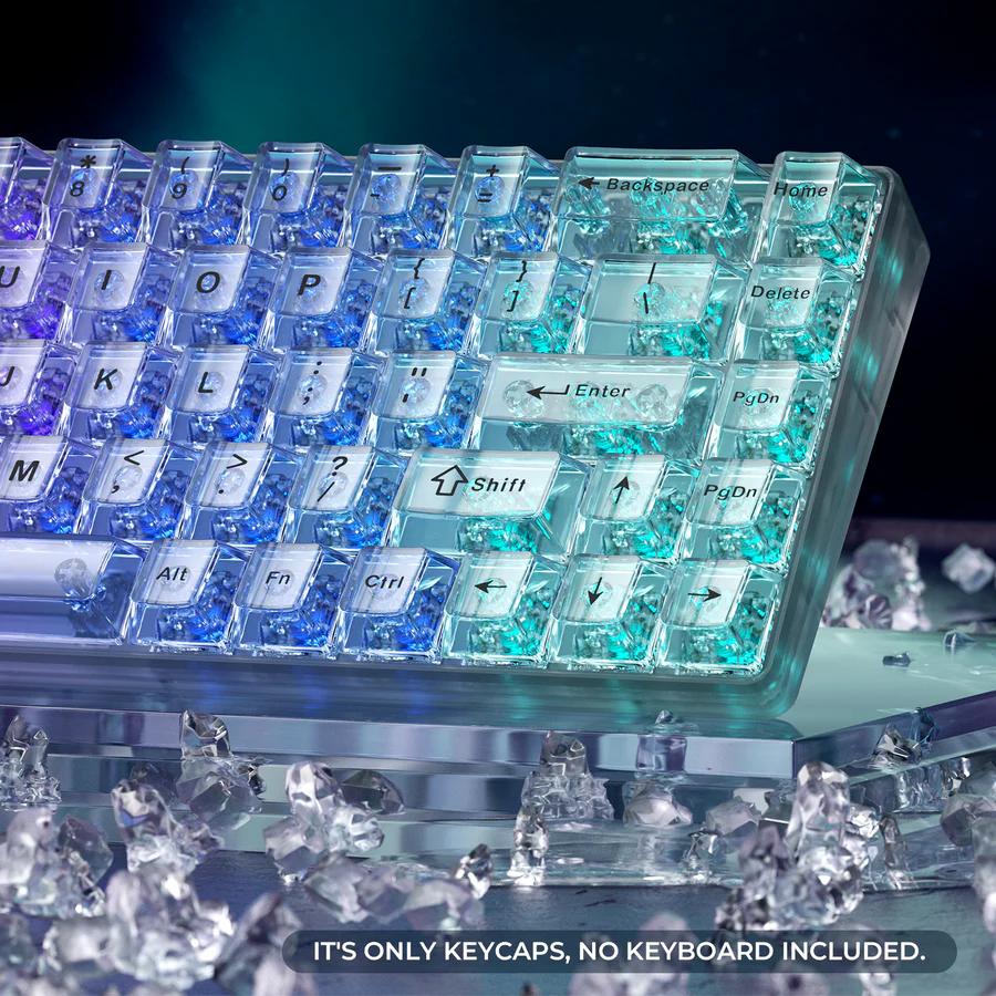 XVX Clear White Keycaps Cherry Profile UV Printed Shine Through PC Keycap 124-Keys