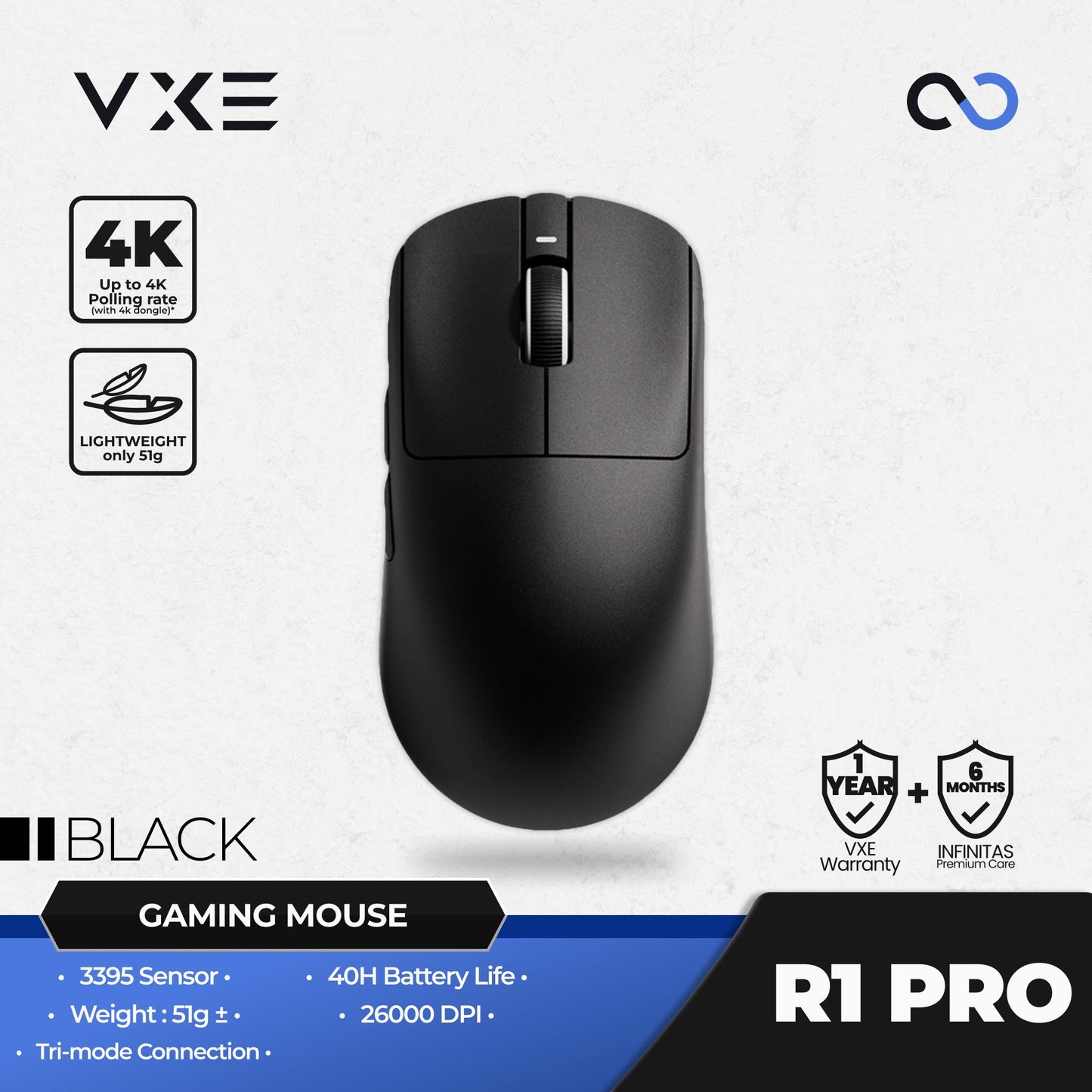 VGN VXE R1 PRO 4K Wireless Light Weight Gaming Mouse